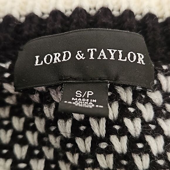 Lord & Taylor Knitted Crew Neck Long Sleeves Sweater Small Black & White - Picture 6 of 16